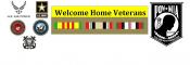 A collage of military logos that says "Welcome Home Veterans"